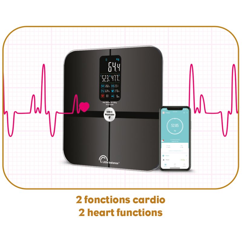 Little balance pèse-personne Cardio X4 ITO, USB-C, Bluetooth, 180 kg